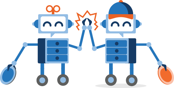 Two versions of the character giving each other a high-five, one wearing a winter cap