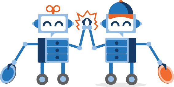 Two versions of the character giving each other a high-five, one wearing a winter cap