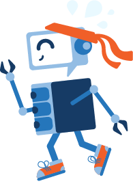 An active variant of the character running with a flowing scarf and a wrench