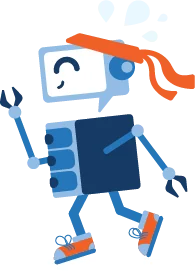 An active variant of the character running with a flowing scarf and a wrench
