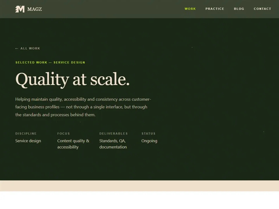 Quality at Scale — service design for customer-facing business profiles